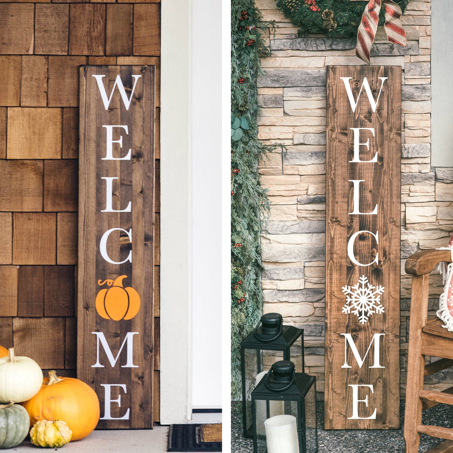 Christmas and Fall Welcome Sign - Porch Decor