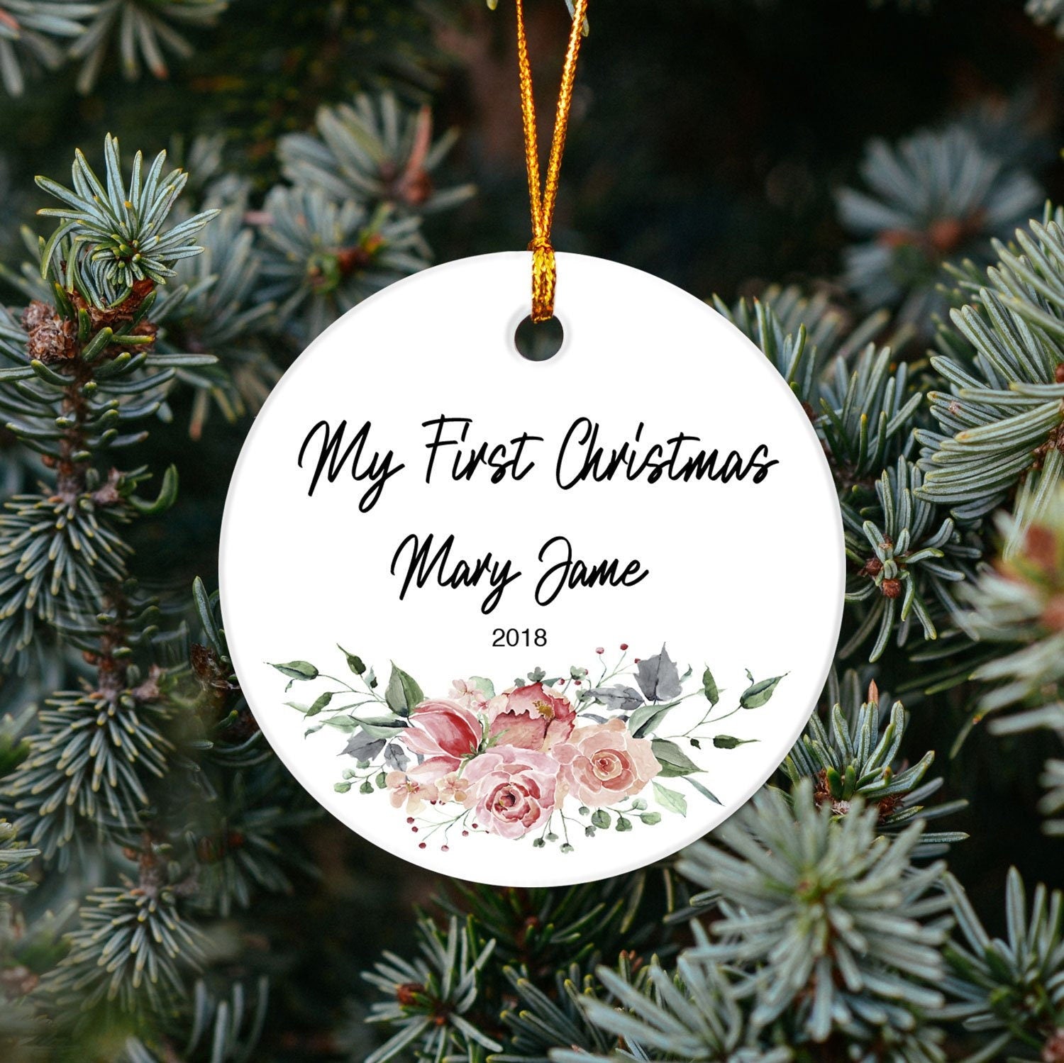 Baby's First Christmas Ornament My first Christmas Personalized Ornament Baby Girl OR35