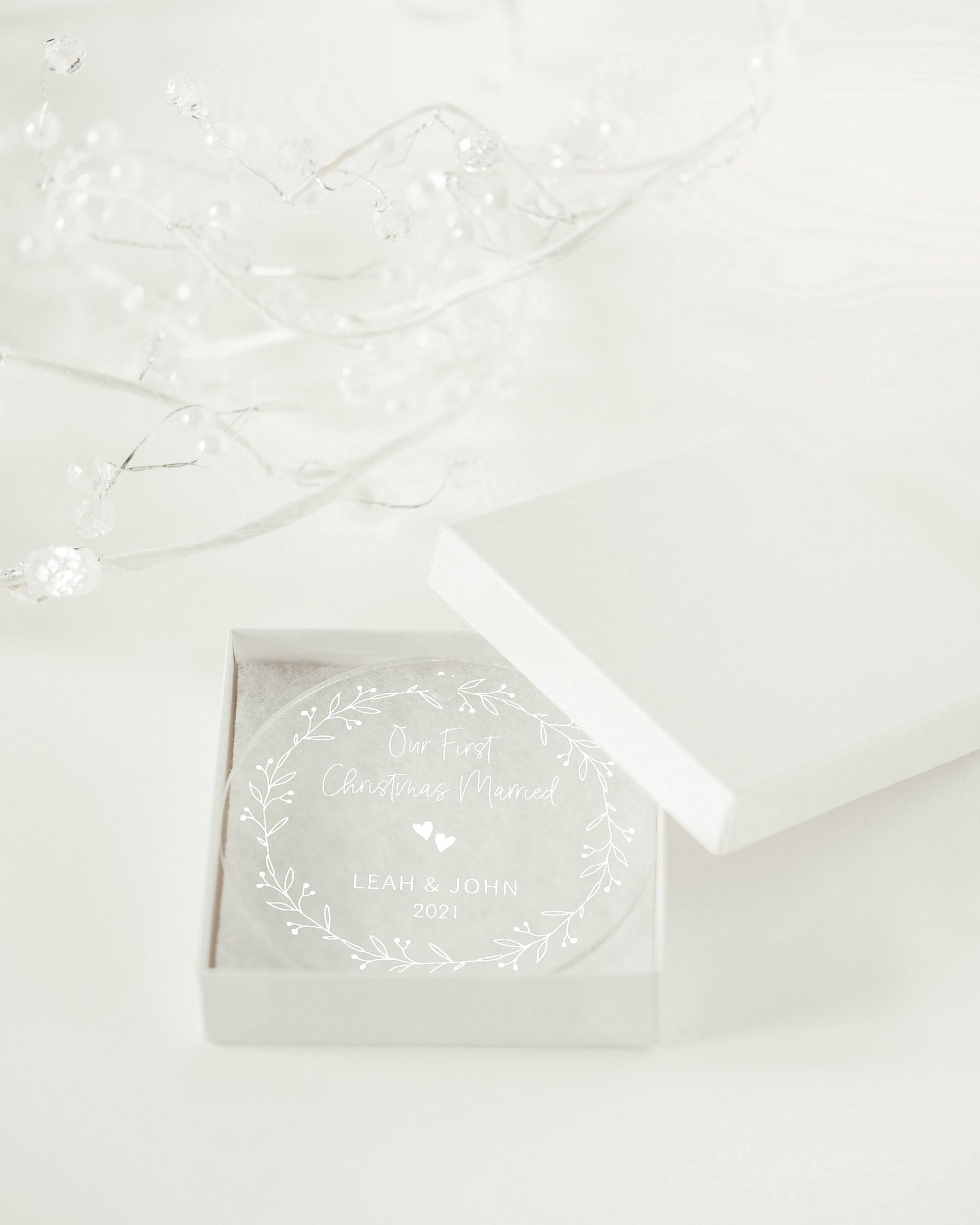 Personalized Married Ornament - Clear Acrylic - Our First Christmas - Gift for the Couple - Wedding Gift - AO03
