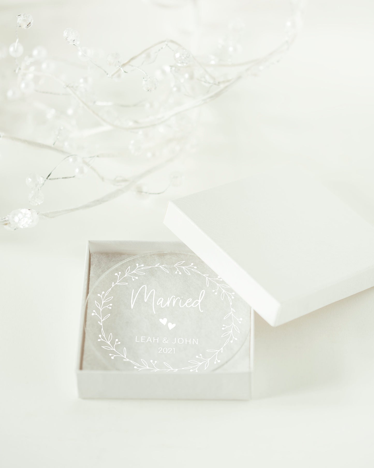 Personalized Married Ornament - Clear Acrylic - Mr & Mrs - Our First Christmas - Gift for the Couple - Wedding Gift - AO11