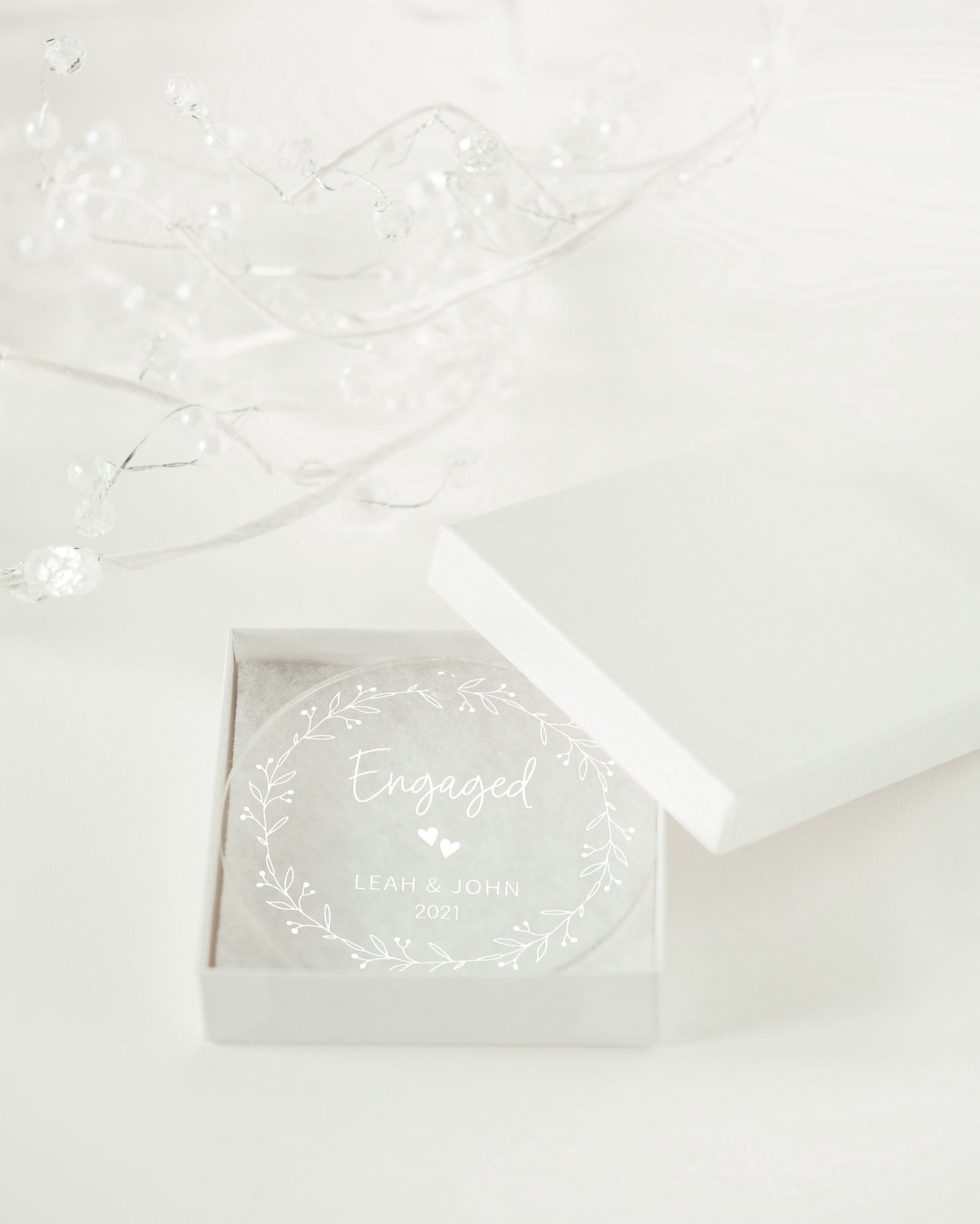Personalized Engaged Ornament - Clear Acrylic - Our First Christmas - Gift for the Couple - Engagement Gift - AO02