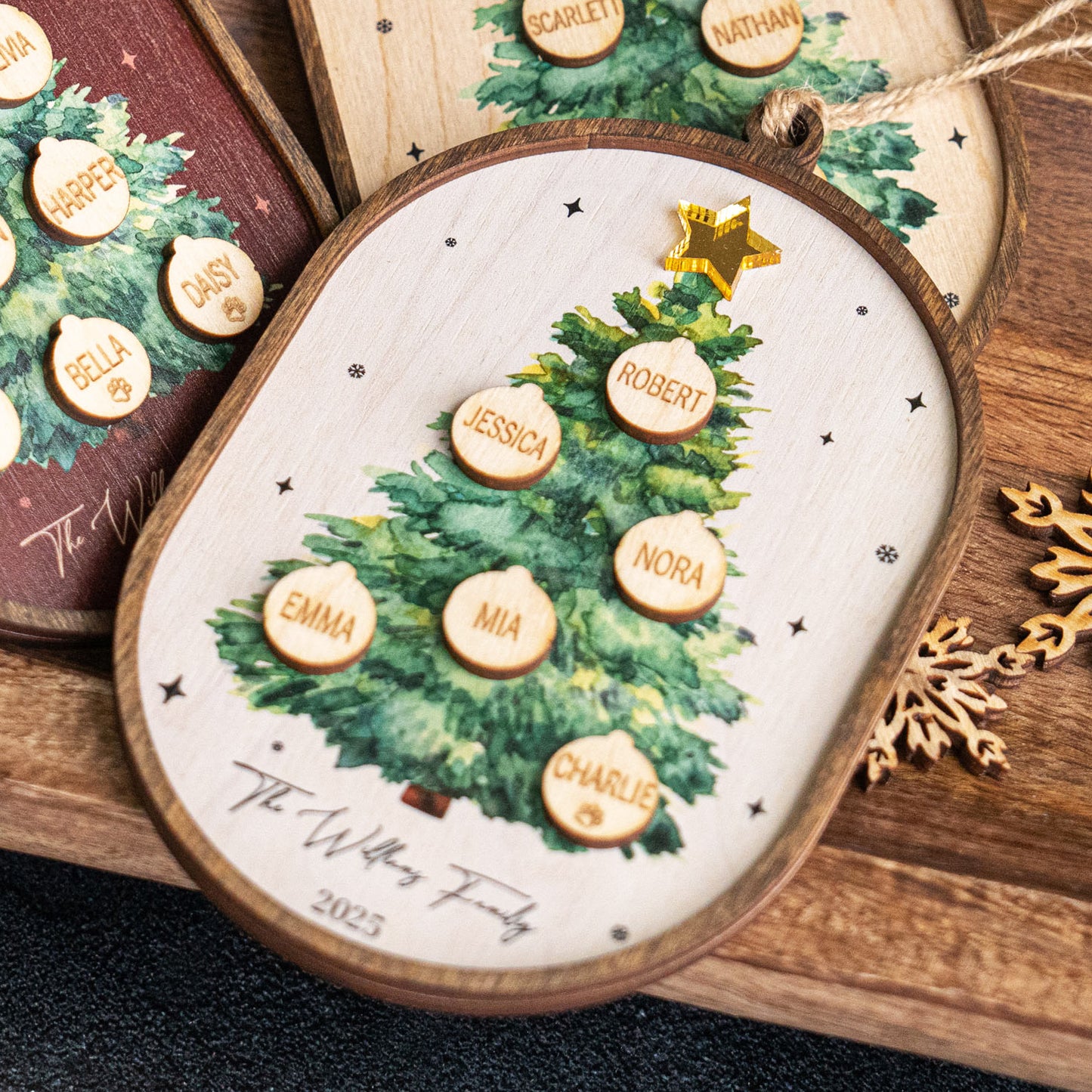 Family Christmas Ornament - 2025 Personalized 3D Ornament With Names - Christmas Tree Ornament