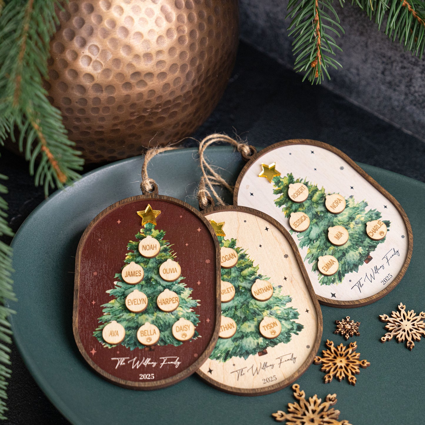 Family Christmas Ornament - 2025 Personalized 3D Ornament With Names - Christmas Tree Ornament