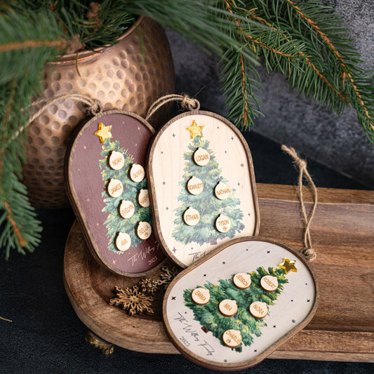 Family Christmas Ornament - 2025 Personalized 3D Ornament With Names - Christmas Tree Ornament