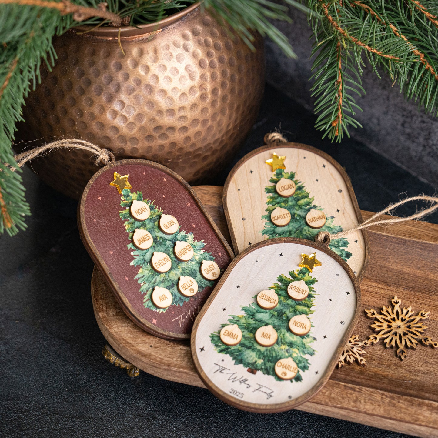 Family Christmas Ornament - 2025 Personalized 3D Ornament With Names - Christmas Tree Ornament