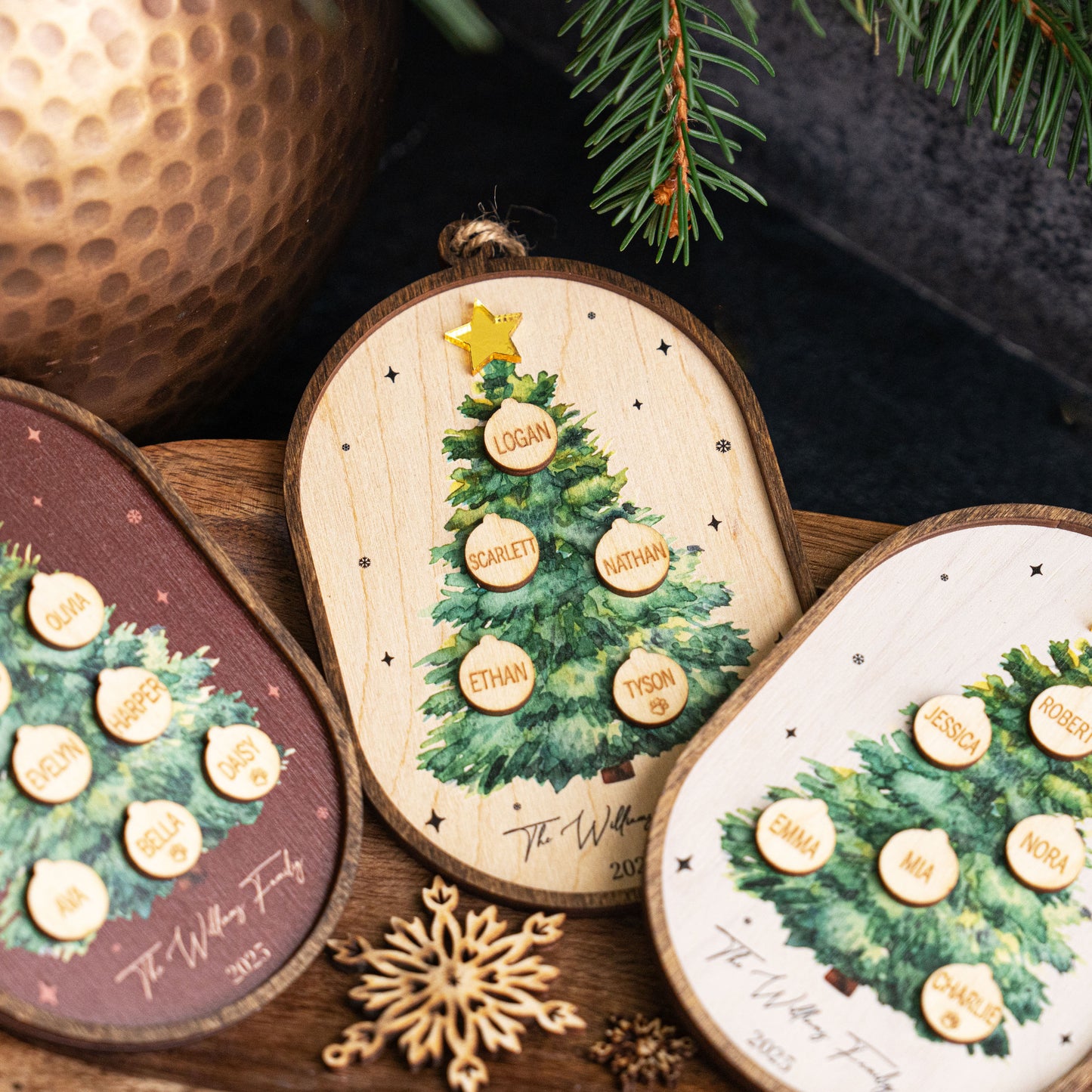 Family Christmas Ornament - 2025 Personalized 3D Ornament With Names - Christmas Tree Ornament