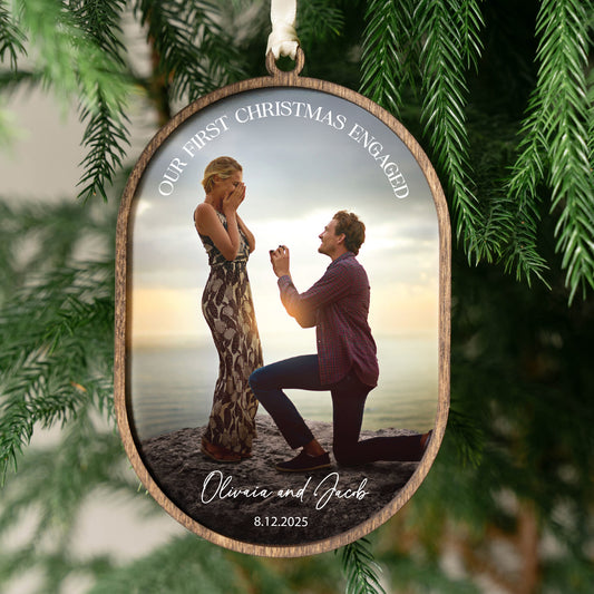 First Christmas Married Ornament With Photo - Personalized Christmas Keepsake