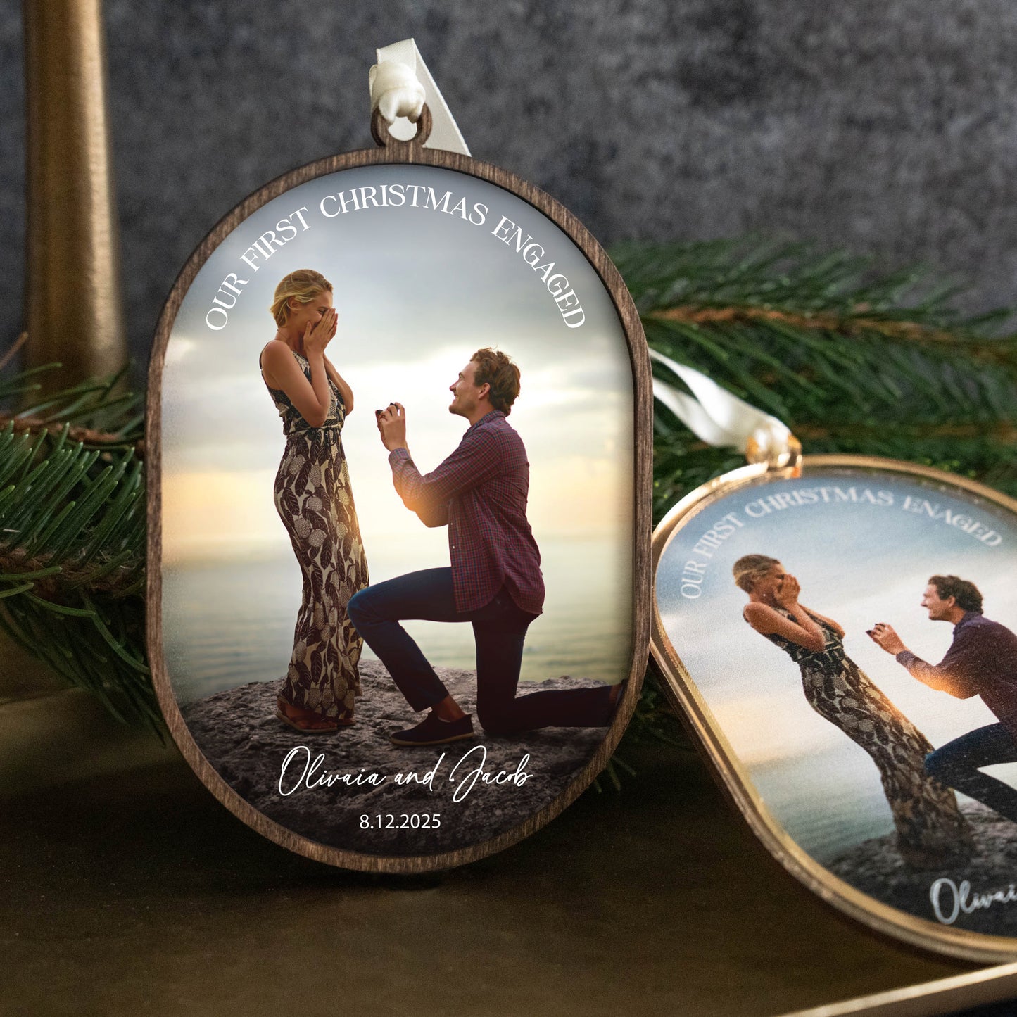First Christmas Married Ornament With Photo - Personalized Christmas Keepsake