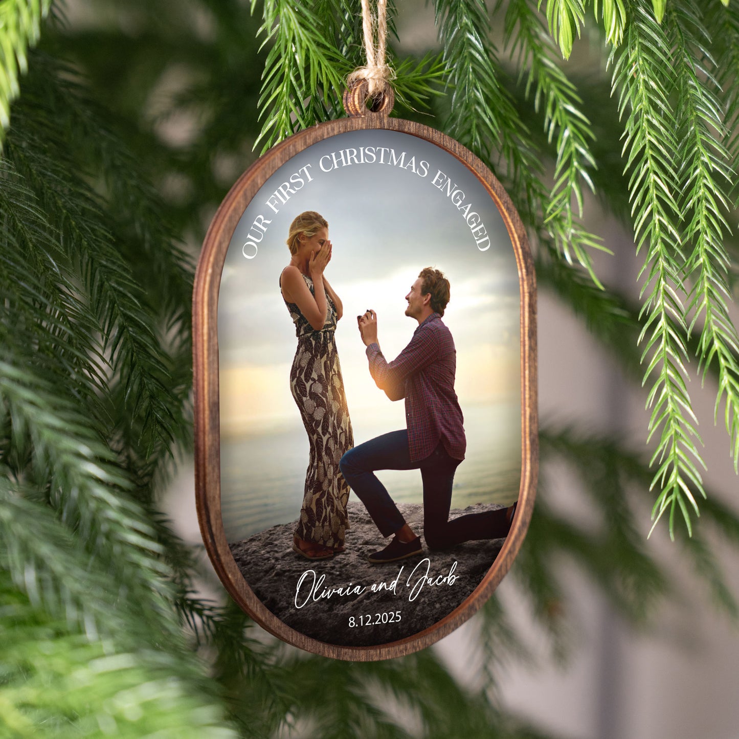 First Christmas Married Ornament With Photo - Personalized Christmas Keepsake