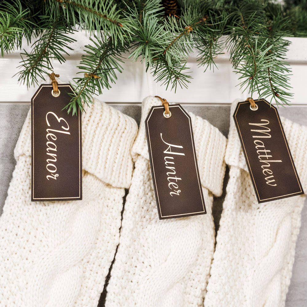 Personalized Christmas Stocking Tags - Leather Tags