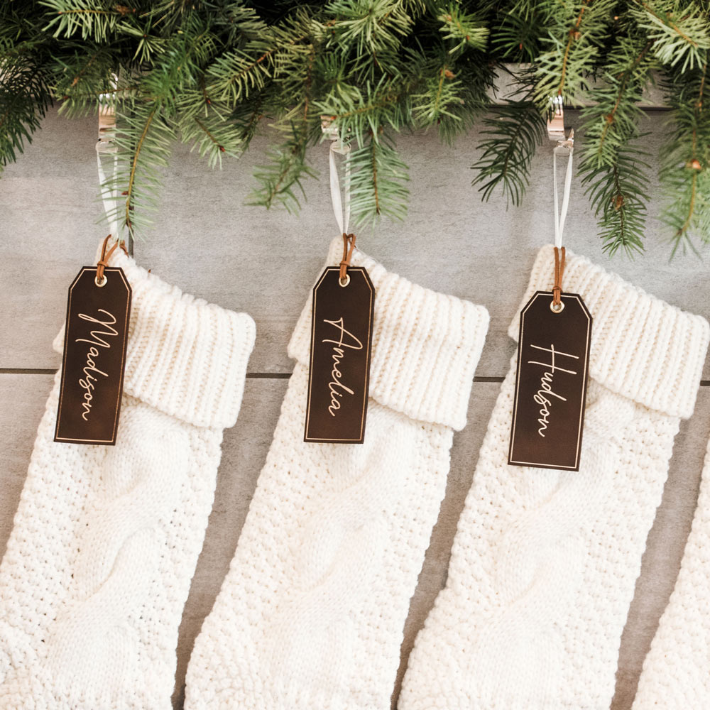 Personalized Christmas Stocking Tags - Leather Tags