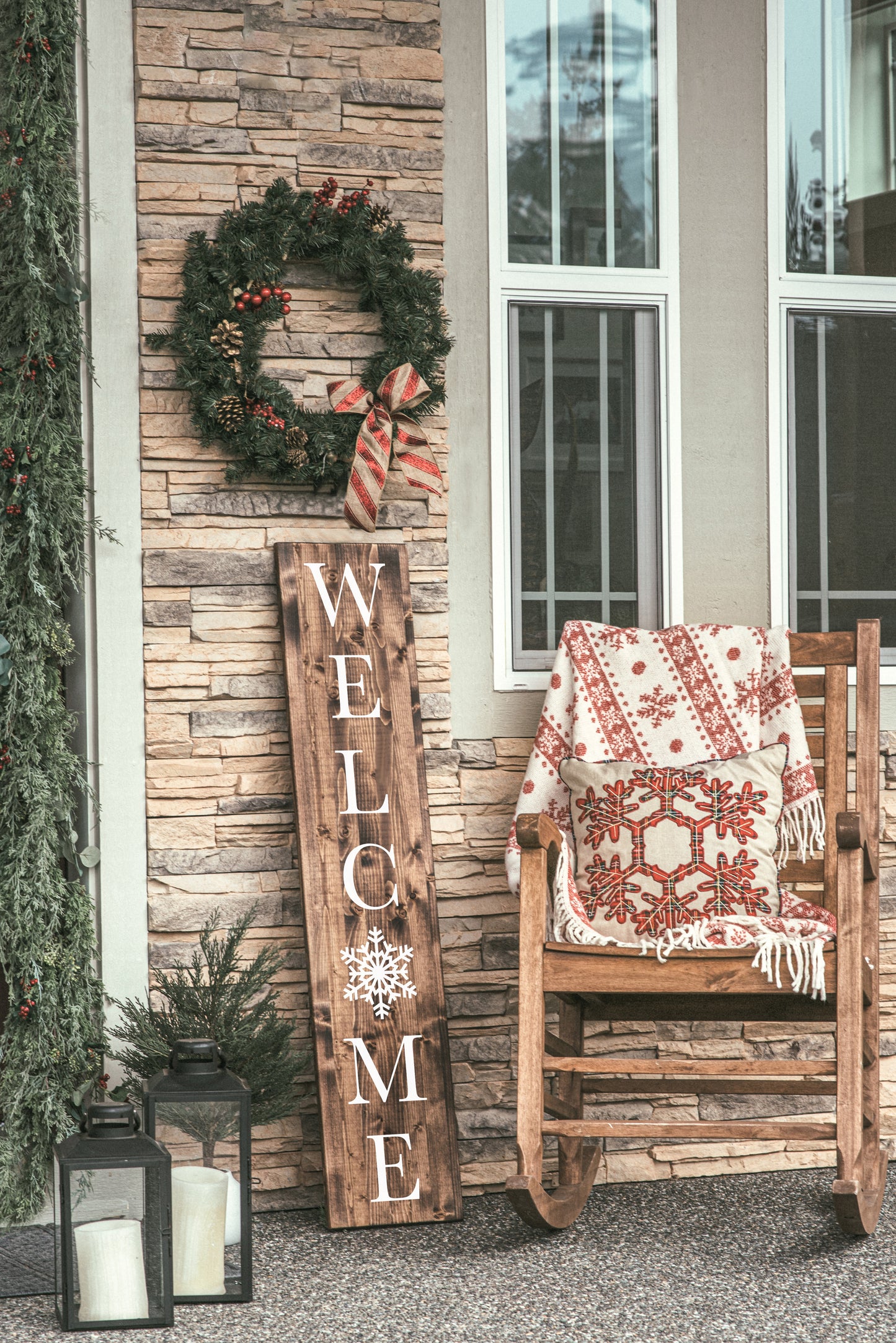 Christmas and Fall Welcome Sign - Porch Decor