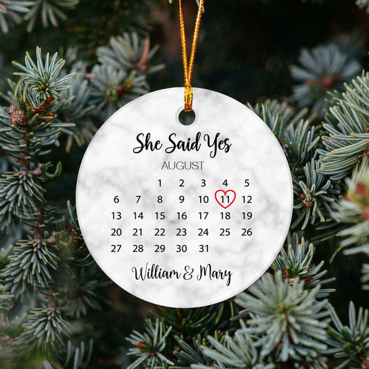 Personalized Engaged Ornament - Gift for the Couple - She Said Yes - Engagement Gift - Our First Christmas Together OR25