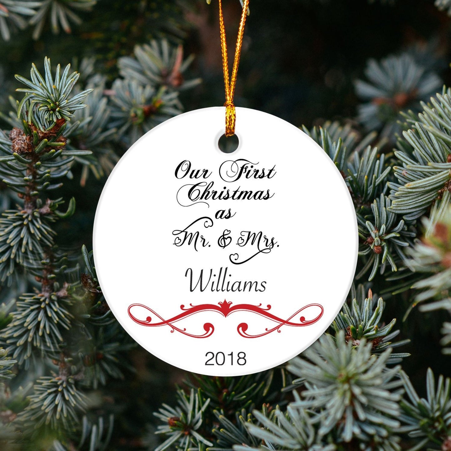 First Christmas as Mr and Mrs - Personalized Ornament - Gift for the Couple - Wedding Gift - Our First Christmas - OR37