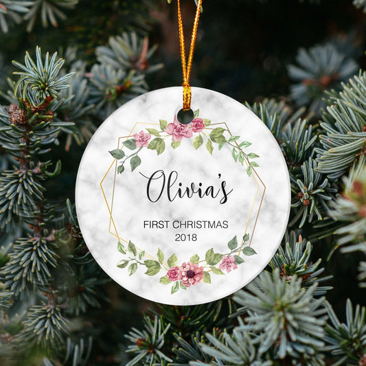 Personalized Baby Girl First Christmas Ornament - Personalized Ornament - Baby Girl - OR26