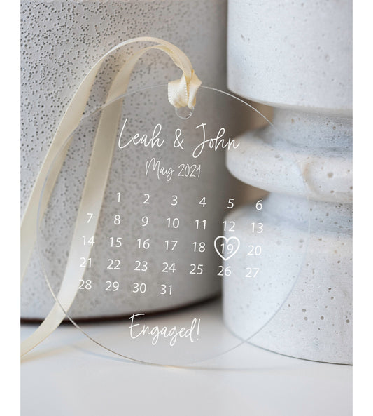 Personalized Engaged Ornament - Clear Acrylic - Our First Christmas - Gift for the Couple - Engagement Gift - AO09